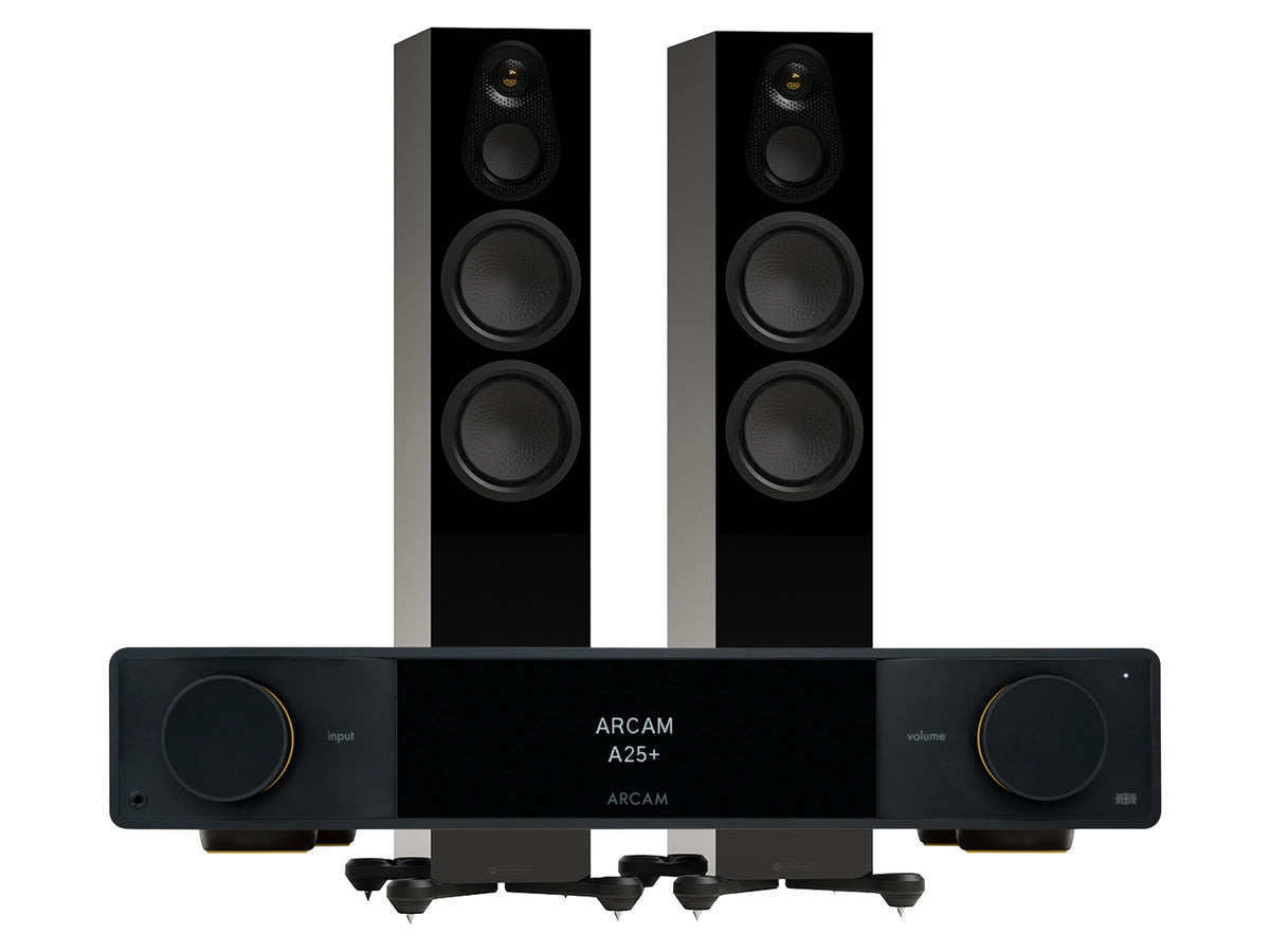 Arcam A25+ with Monitor Audio Silver 8G 300 Floorstanding Speakers