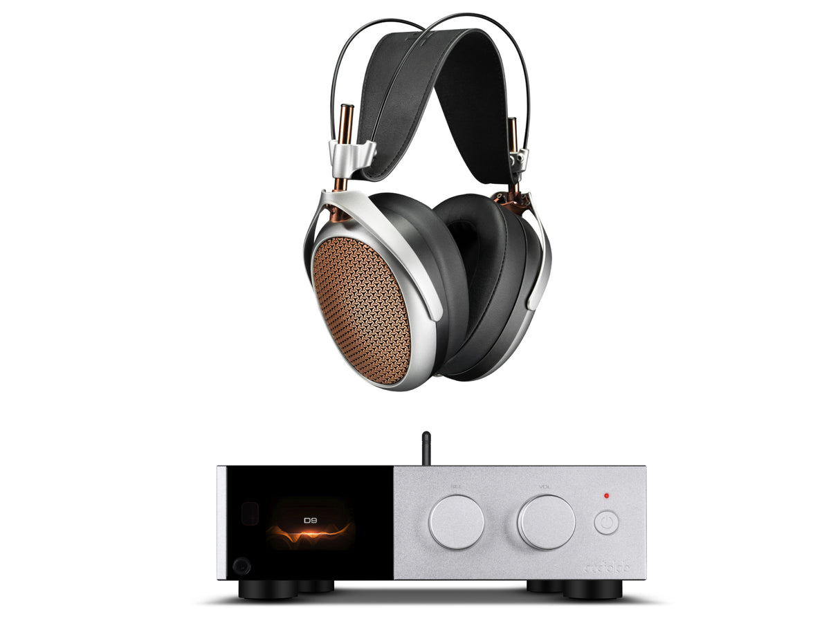 Audiolab D9 DAC Headphone Amplifier with Meze Poet Open-Back Headphones