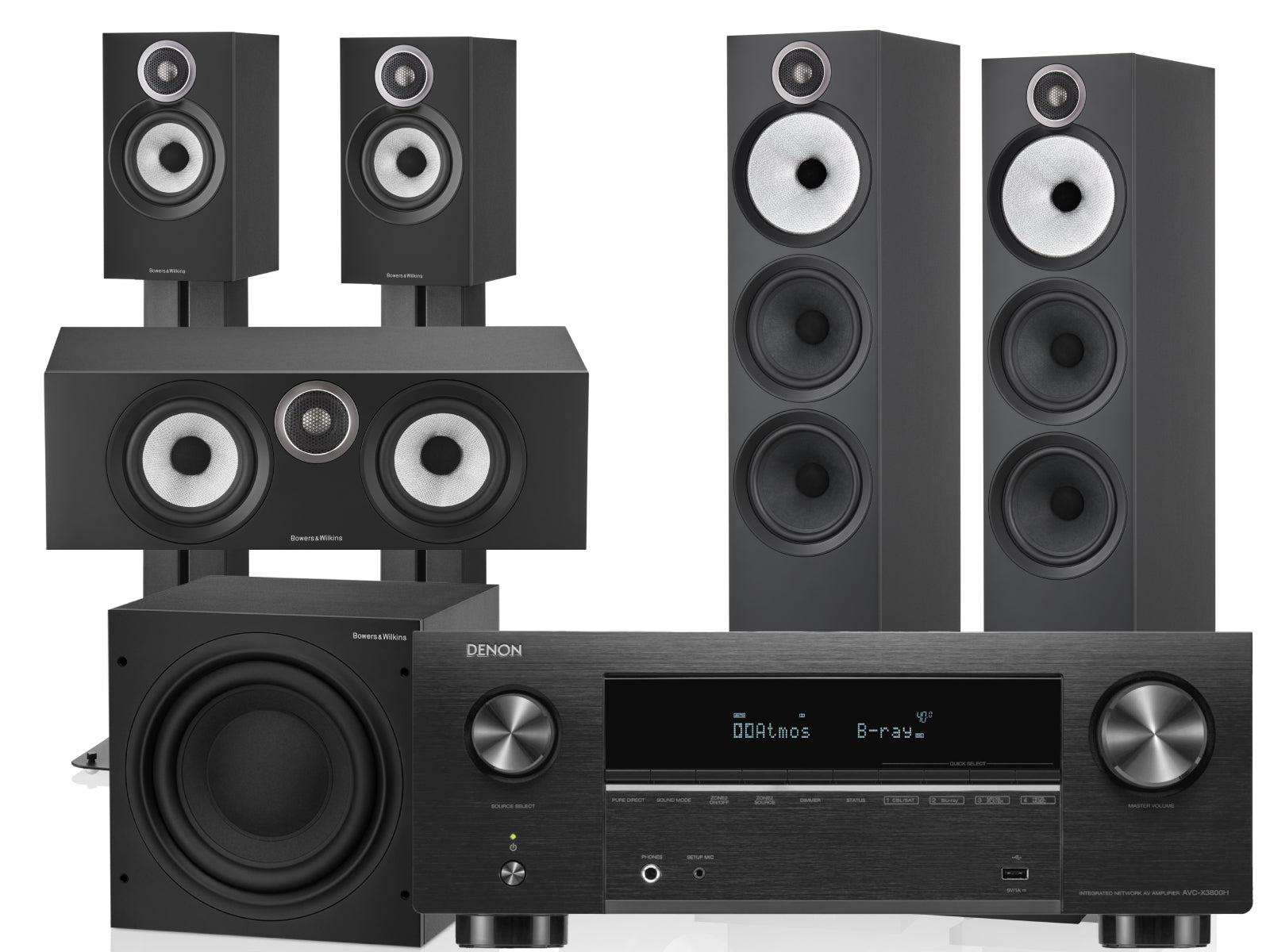 Denon AVC-X3800H AV Amplifier + Bowers & Wilkins 603 S3 5.1 Home Cinema Speakers