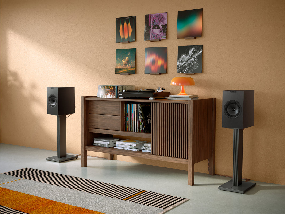 KEF Q3 Meta Bookshelf Speakers + SQ1 Floor Stands