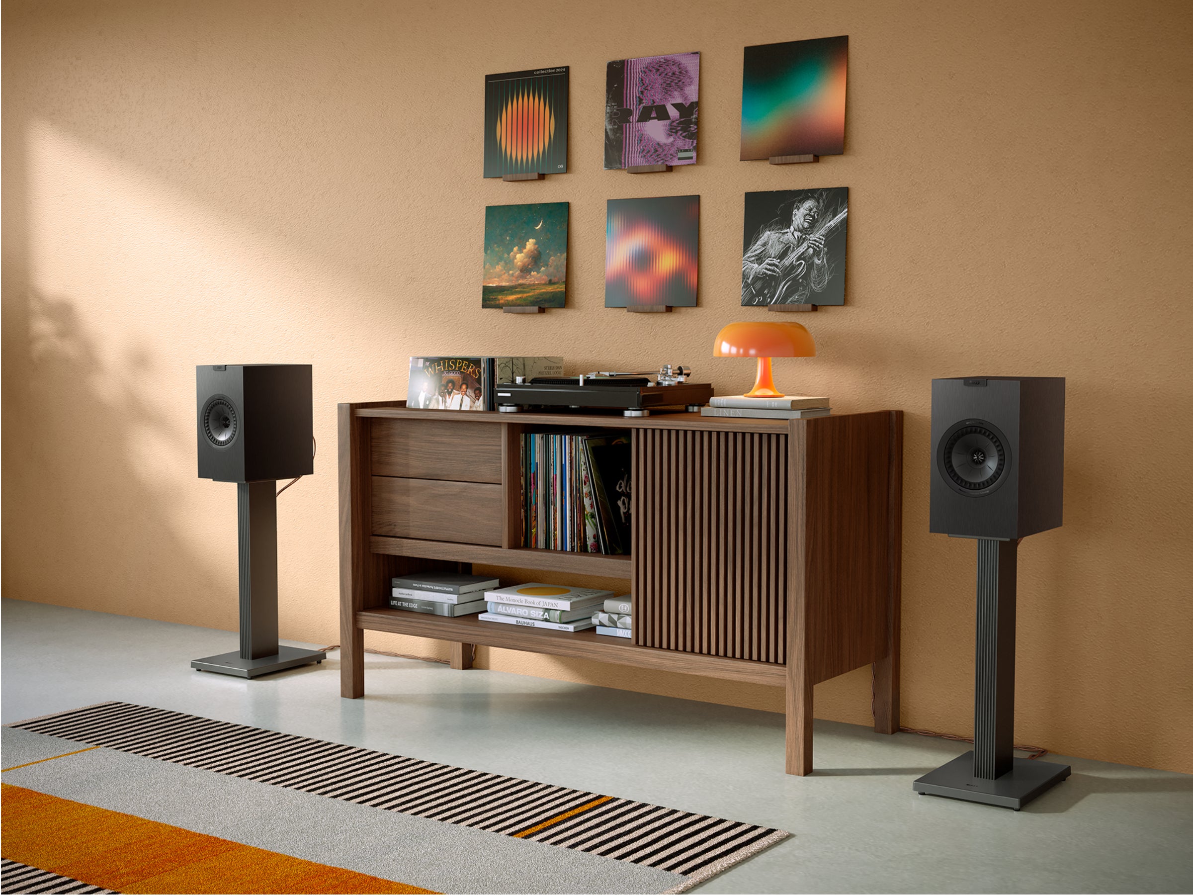 KEF Q3 Meta Bookshelf Speakers + SQ1 Floor Stands