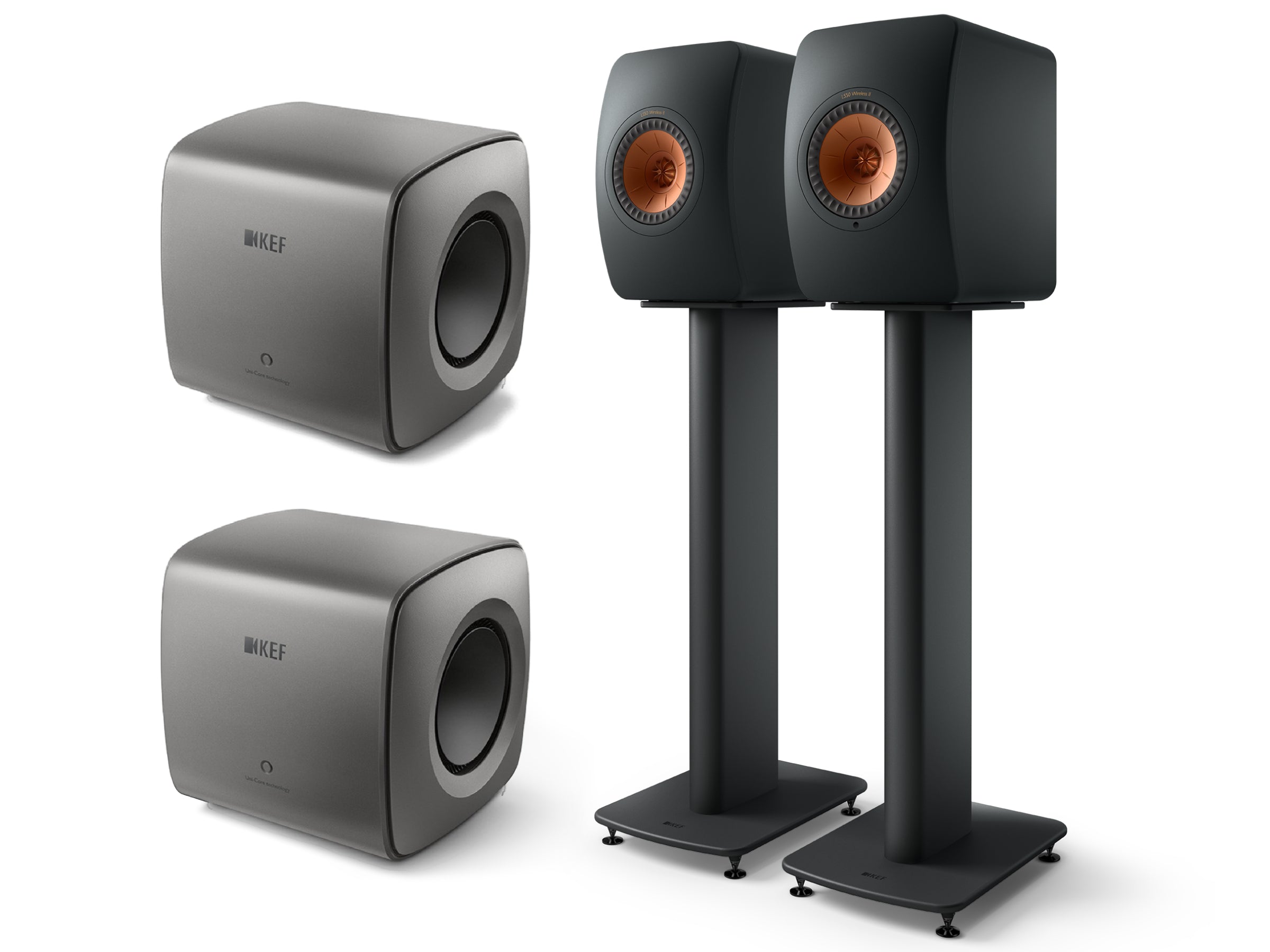 KEF LS50 Wireless II + 2x KC62 Subwoofer Wireless Speaker System