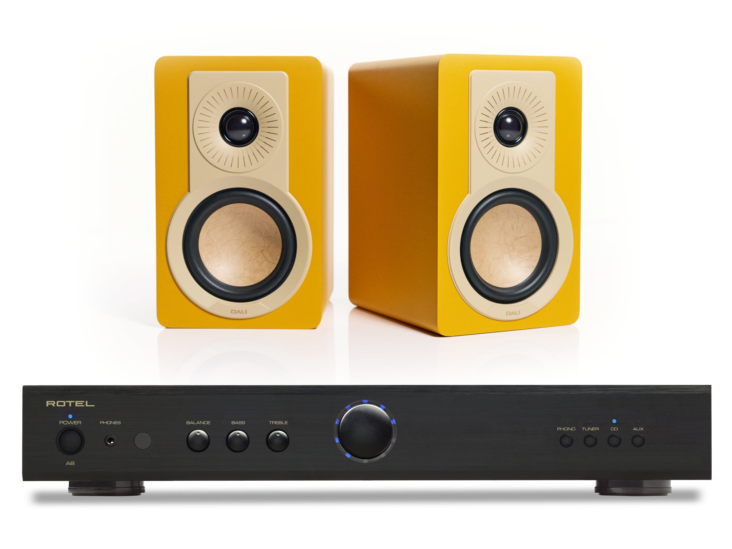 Rotel A8 with DALI Kupid Bookshelf Speakers