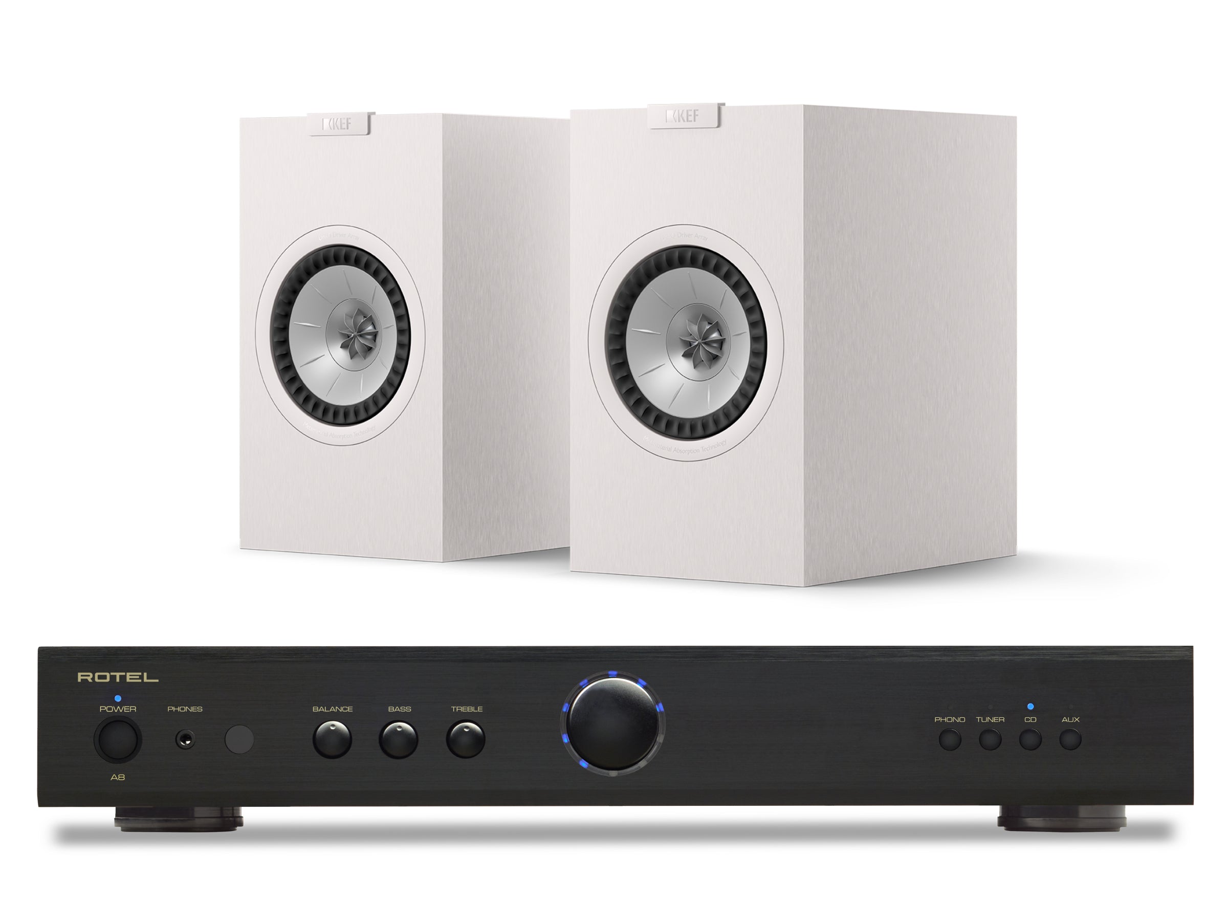 Rotel A8 with KEF Q1 META Bookshelf Speakers