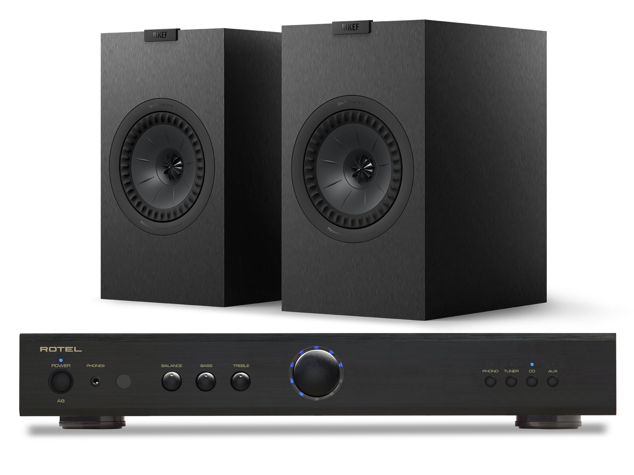 Rotel A8 with KEF Q3 META Bookshelf Speakers