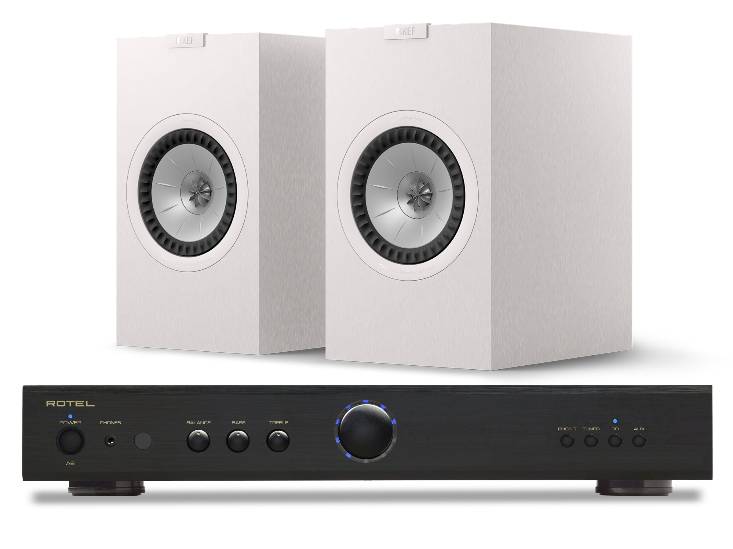 Rotel A8 with KEF Q3 META Bookshelf Speakers