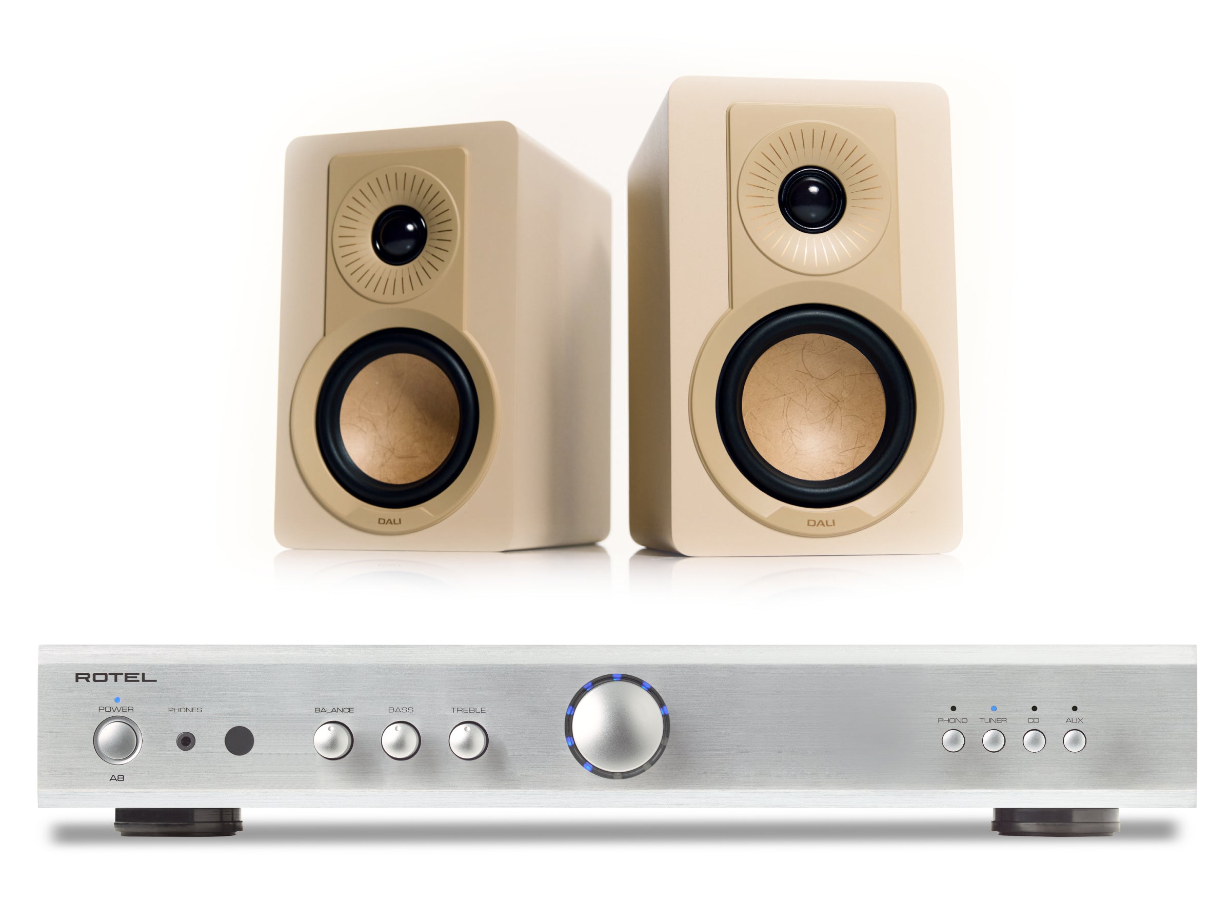 Rotel A8 with DALI Kupid Bookshelf Speakers