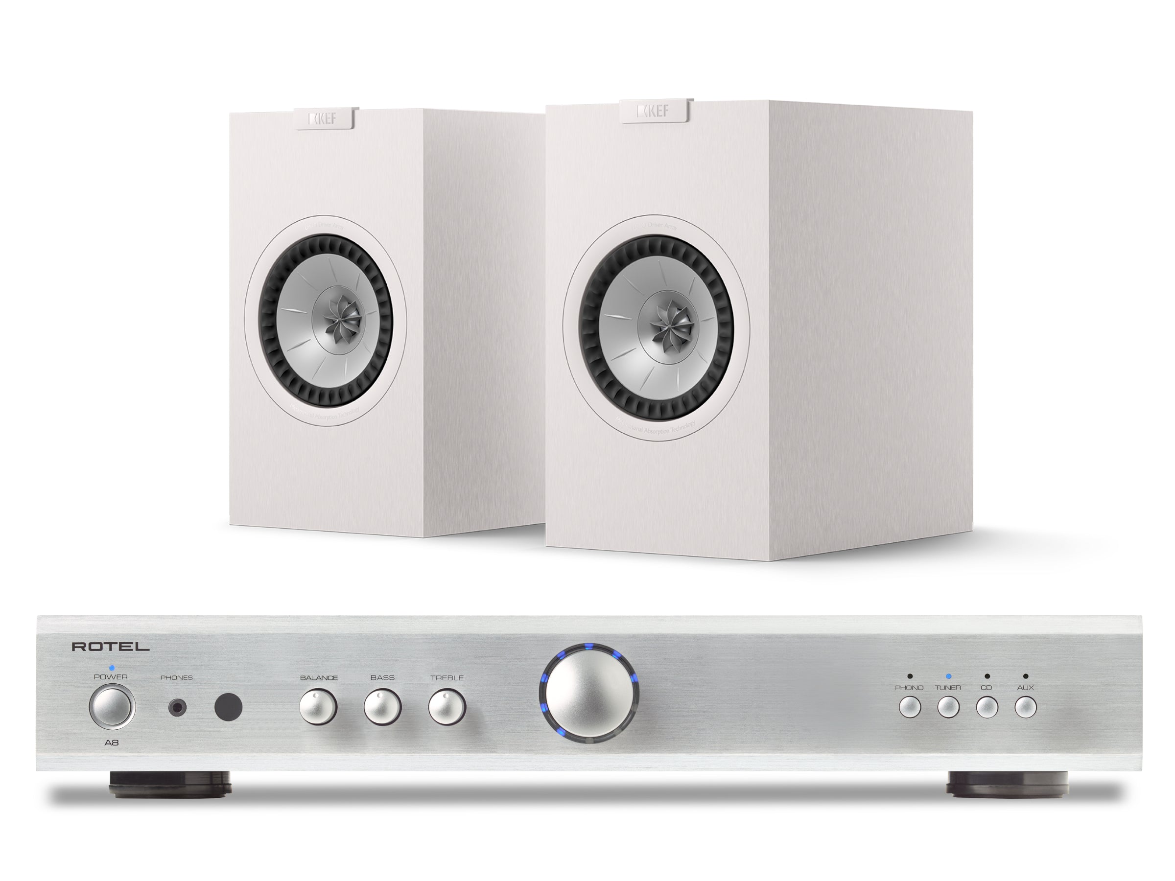 Rotel A8 with KEF Q1 META Bookshelf Speakers