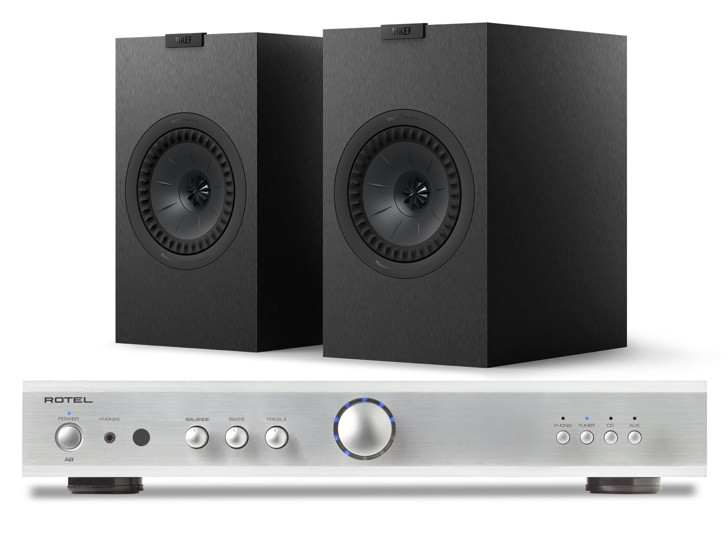 Rotel A8 with KEF Q3 META Bookshelf Speakers