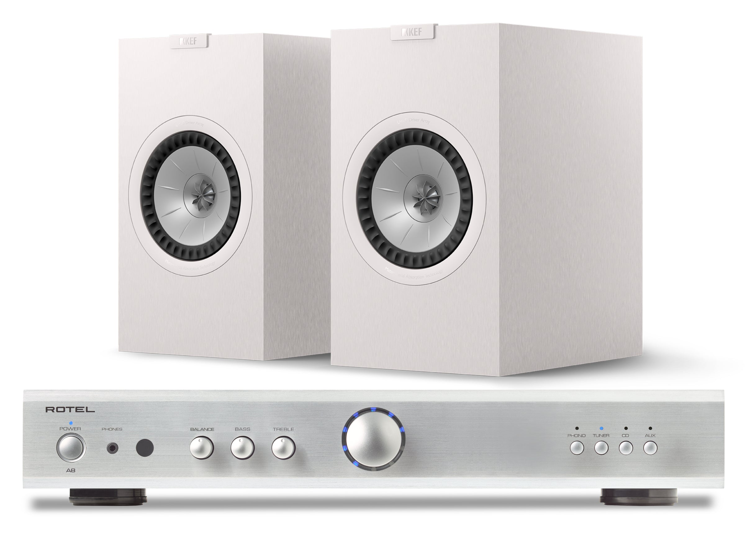 Rotel A8 with KEF Q3 META Bookshelf Speakers