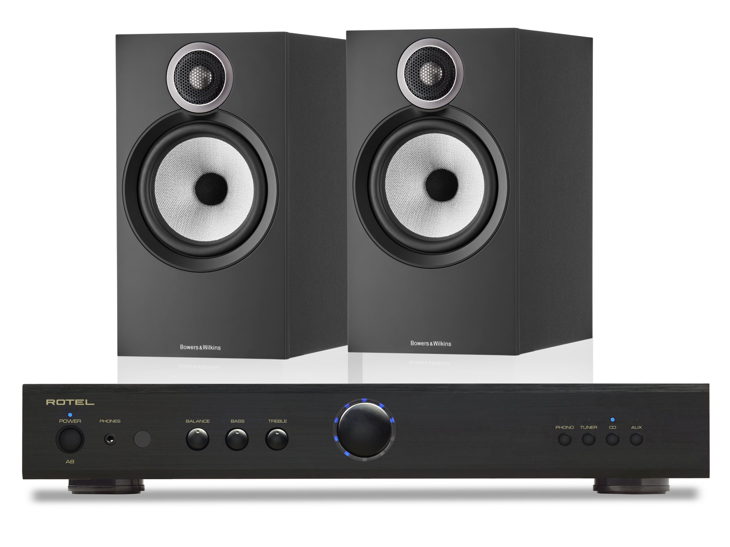 Rotel A8 with Bowers & Wilkins 606 S3 Bookshelf Speakers
