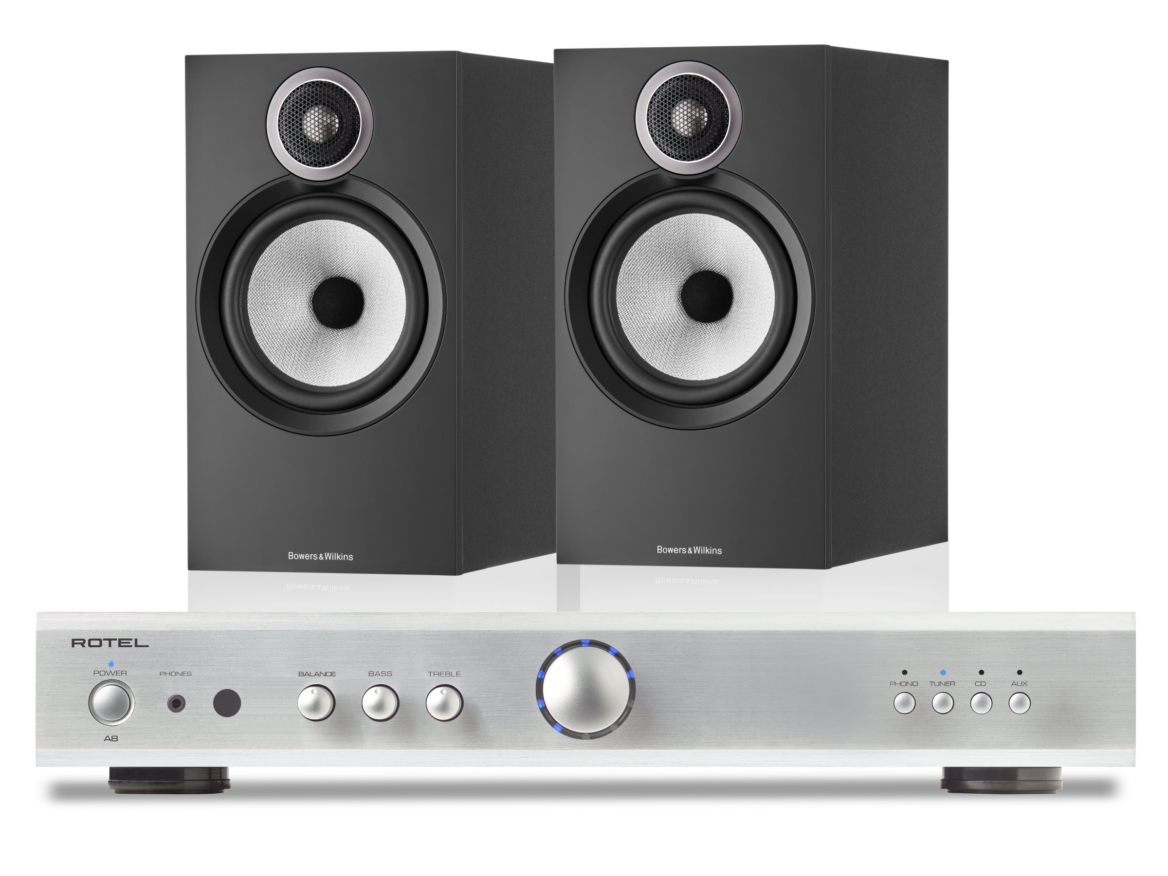Rotel A8 with Bowers & Wilkins 606 S3 Bookshelf Speakers