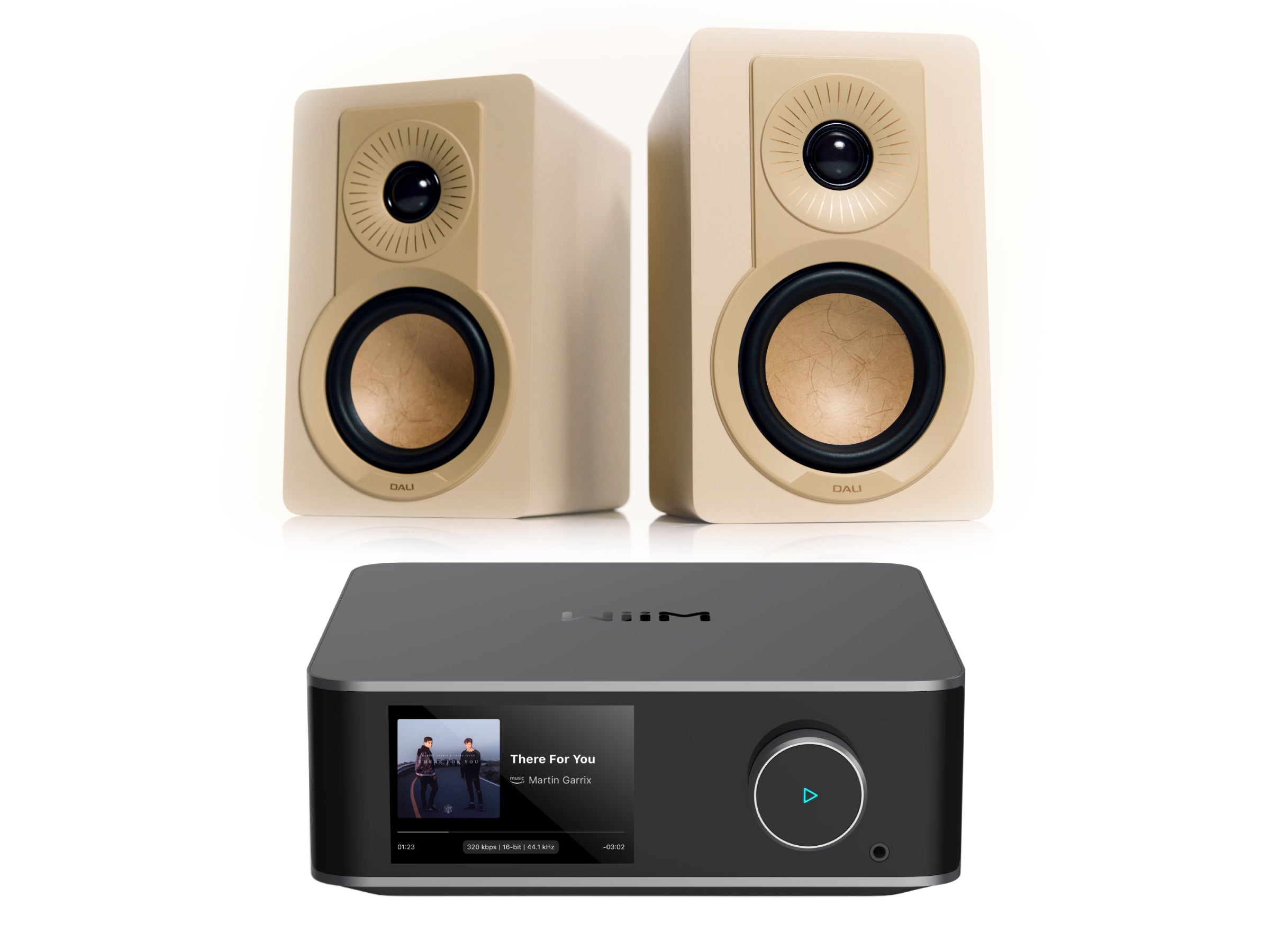 WiiM Amp Ultra + DALI KUPID Bookshelf Speakers