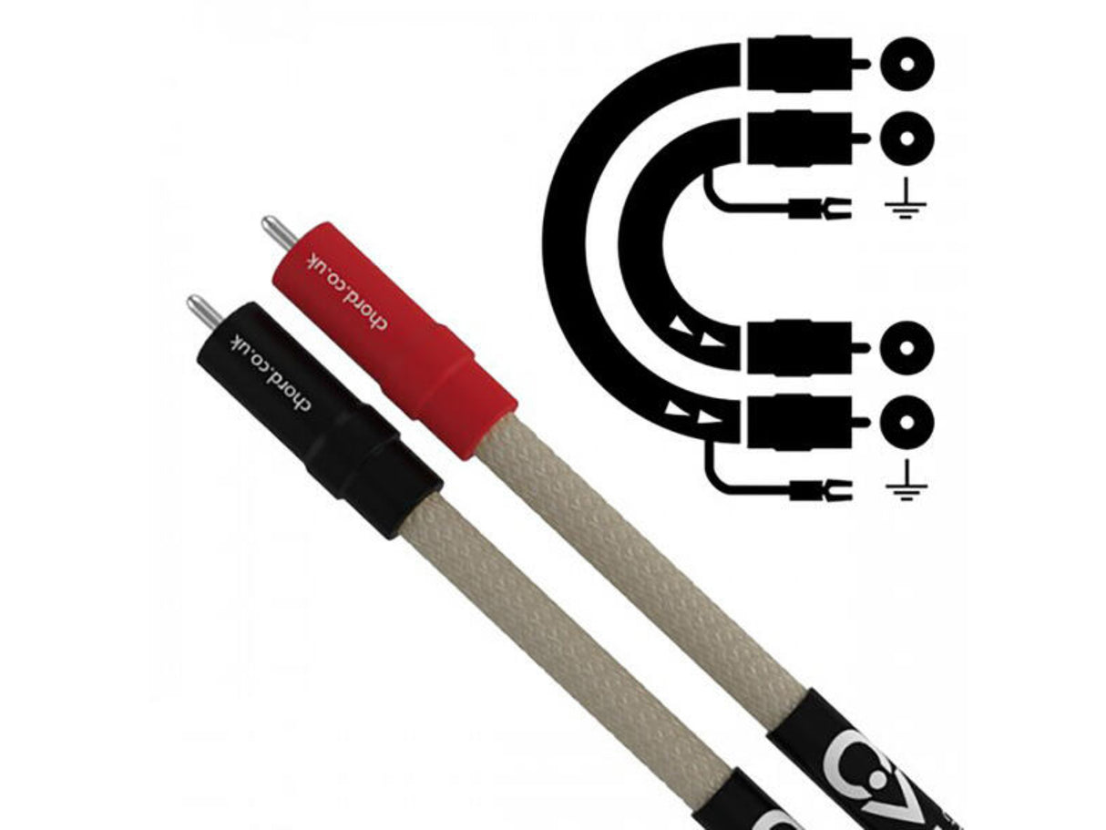 Chord EpicX 2RCA to 2RCA Turntable (with fly lead) 1.2m