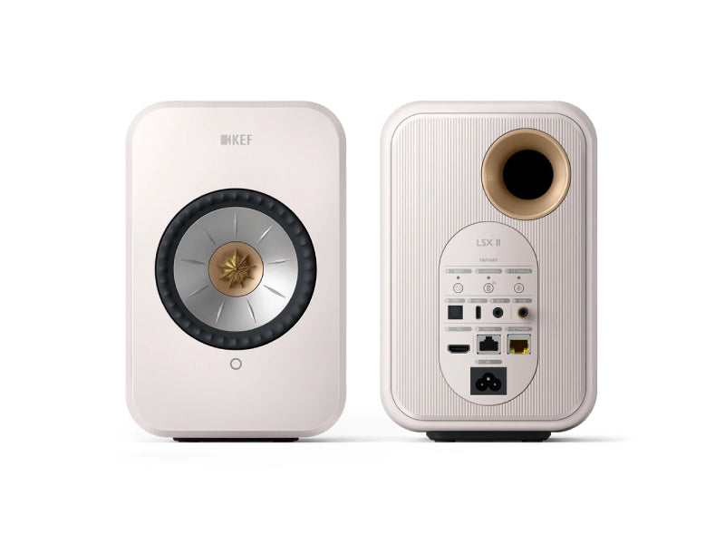 KEF LSX II Wireless Speakers + KEF P1 Desk Pads