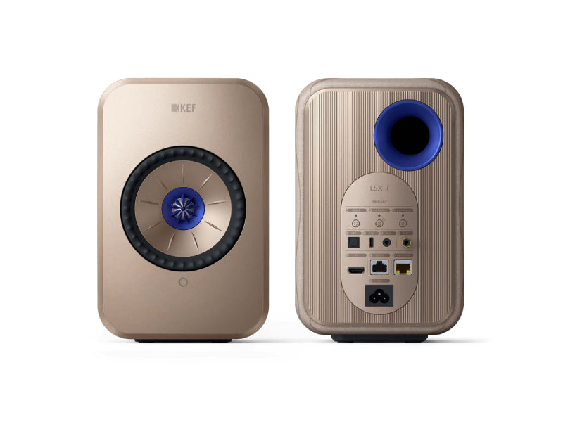 KEF LSX II Wireless Speakers + KEF P1 Desk Pads