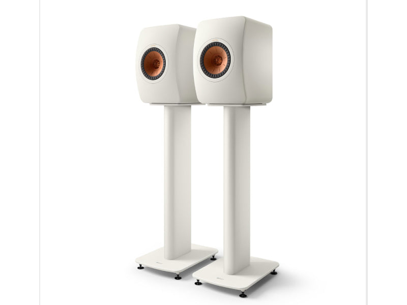 Kef LS50 Metta on S2 Floor Stand Mineral White