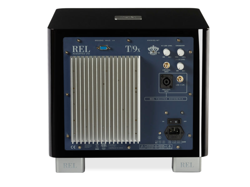 REL Acoustics T/9x Subwoofer Rear View Piano Black
