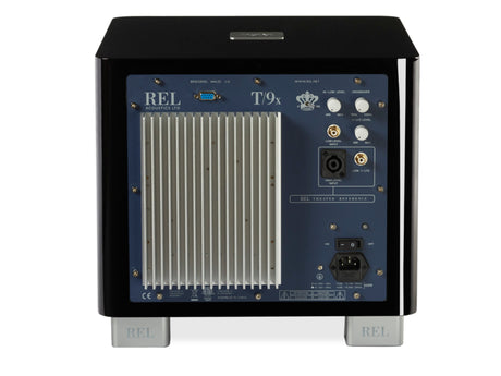 REL Acoustics T/9x Subwoofer Rear View Piano Black