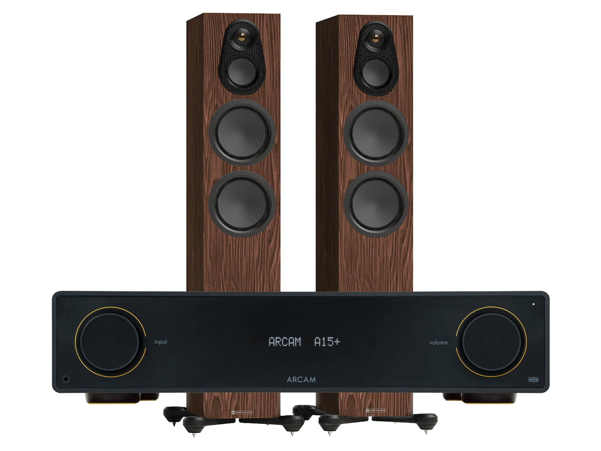 Arcam A15+ Integrated Amplifier with Monitor Audio Silver 8G 300 Floorstanding Speaker