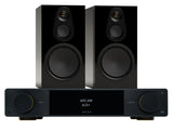 Arcam A25+ Integrated Amplifier with Monitor Audio Silver 8G 100 Bookshelf Speaker