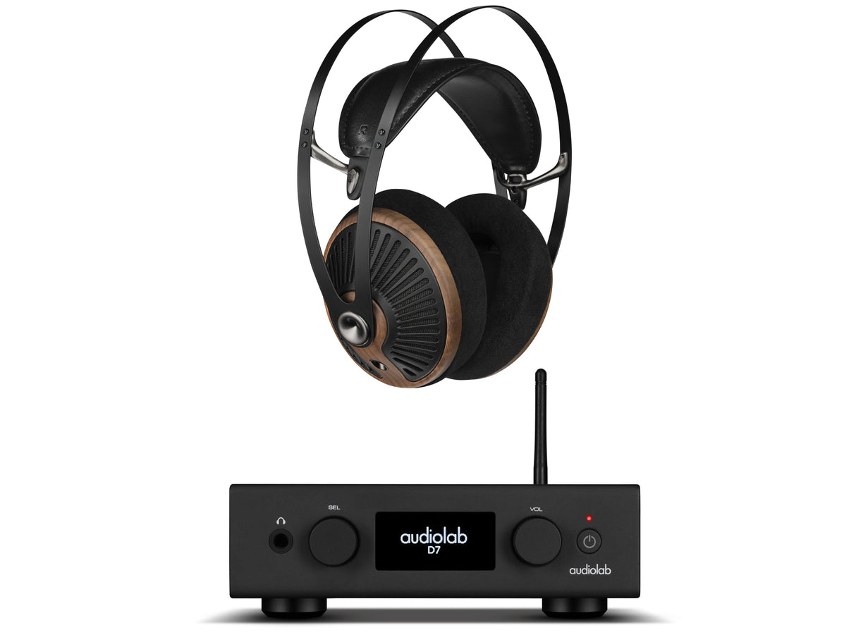 Audiolab D7 DAC Headphone Amplifier with Meze 105 Silva Open-back Headphones