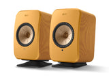 KEF LSX II Wireless Speakers with KEF P1 Desk Pads
