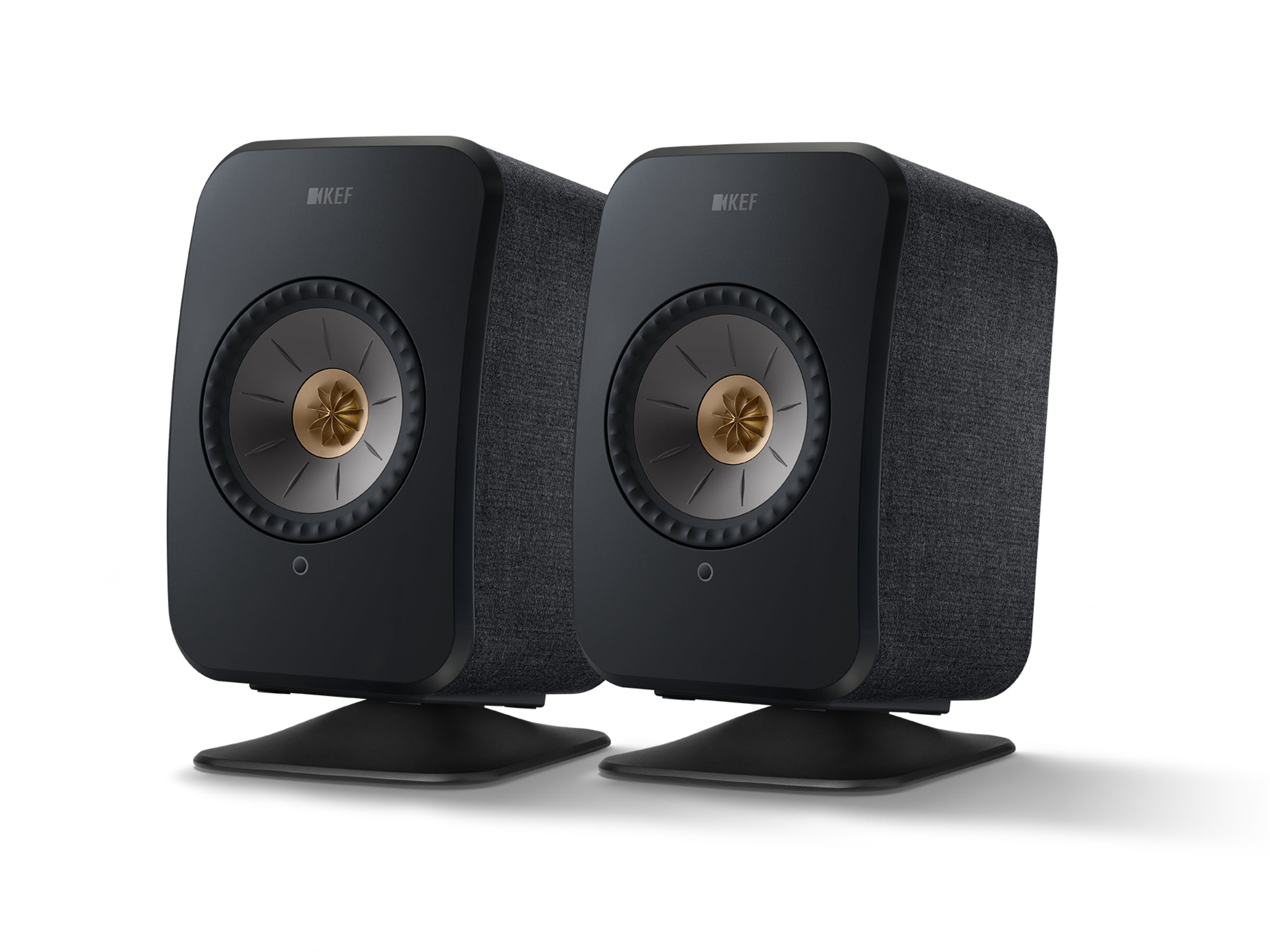 KEF LSX II Wireless Speakers + KEF P1 Desk Pads