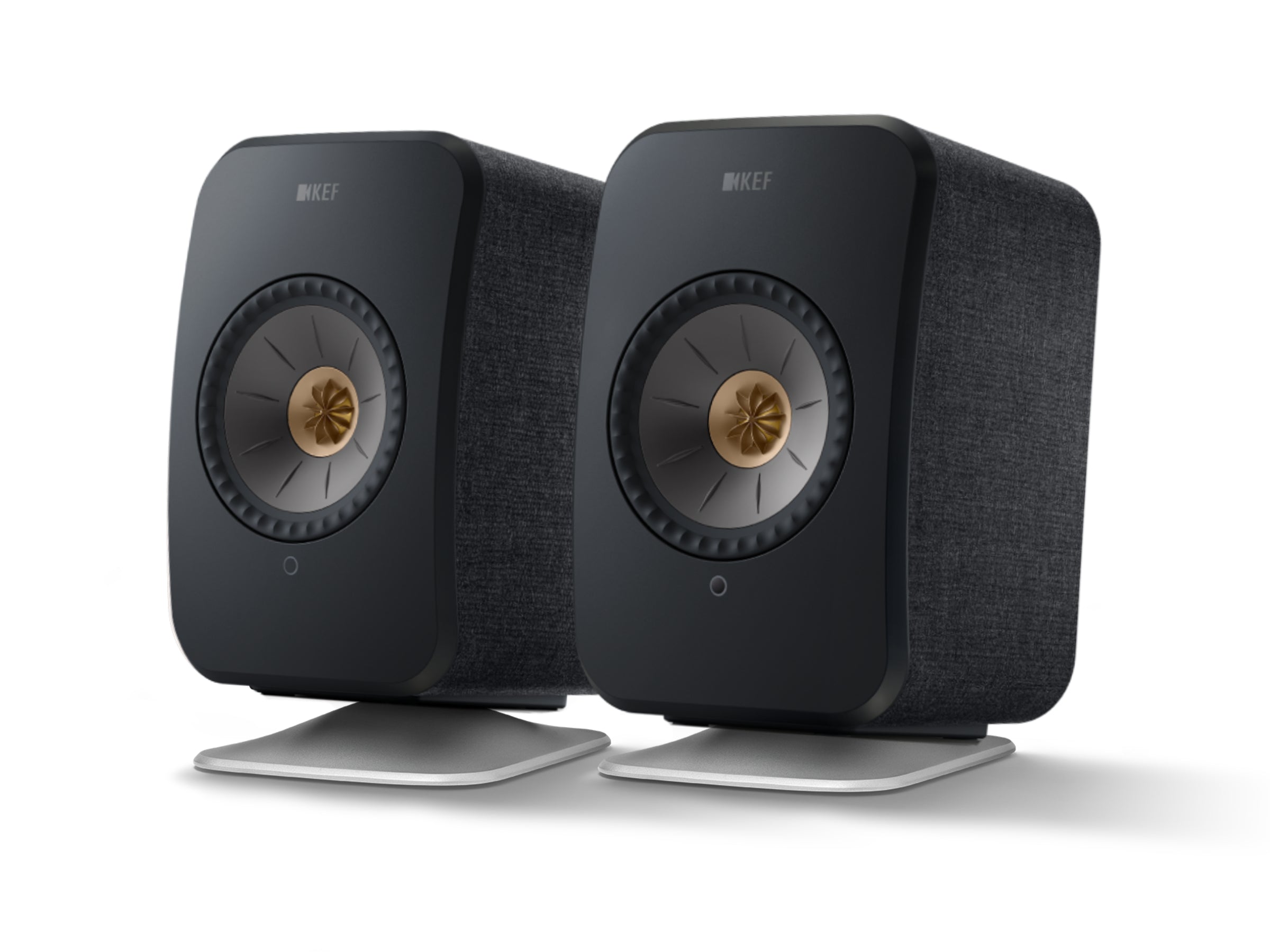 KEF LSX II Wireless Speakers + KEF P1 Desk Pads