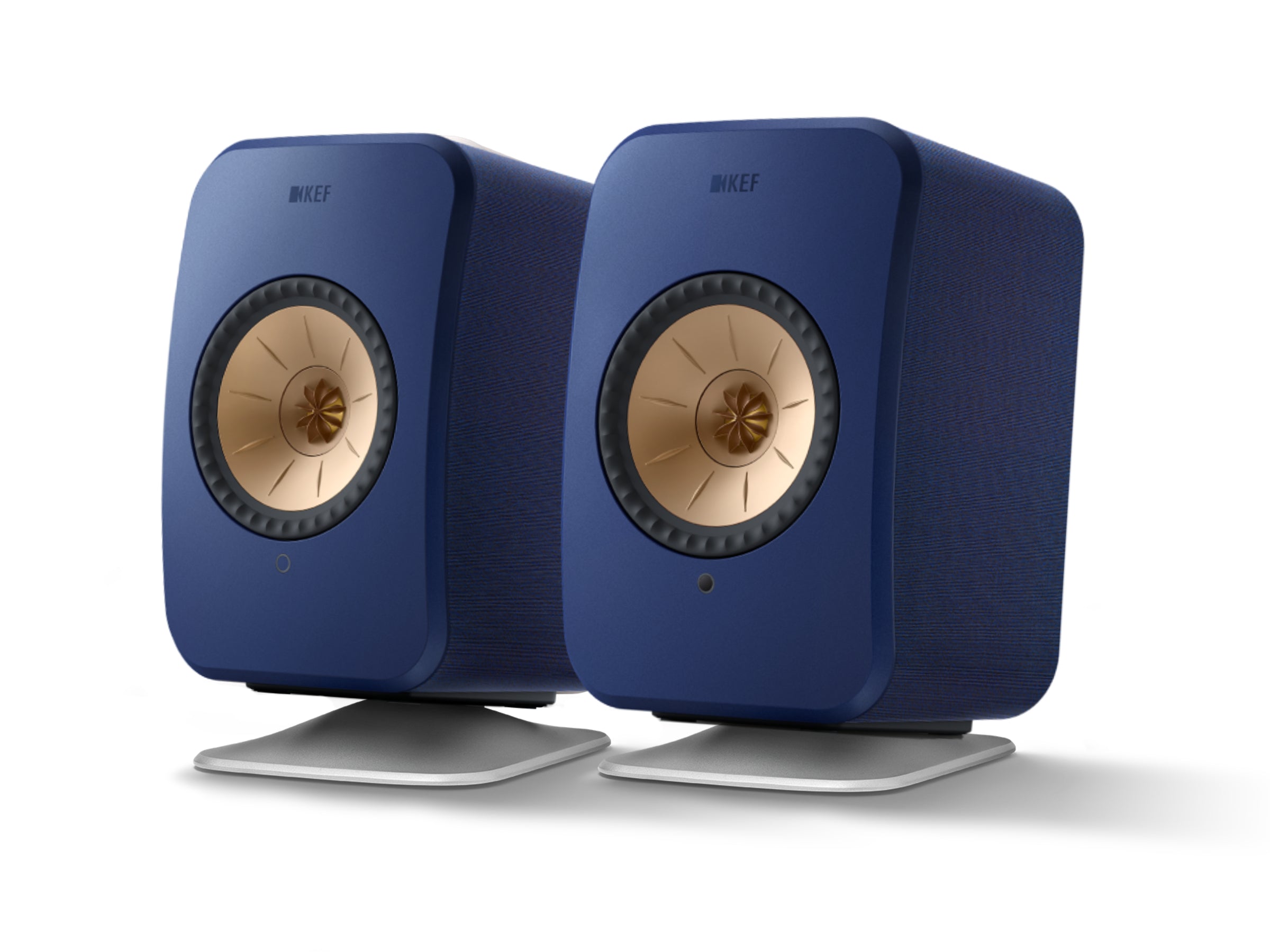 KEF LSX II Wireless Speakers + KEF P1 Desk Pads