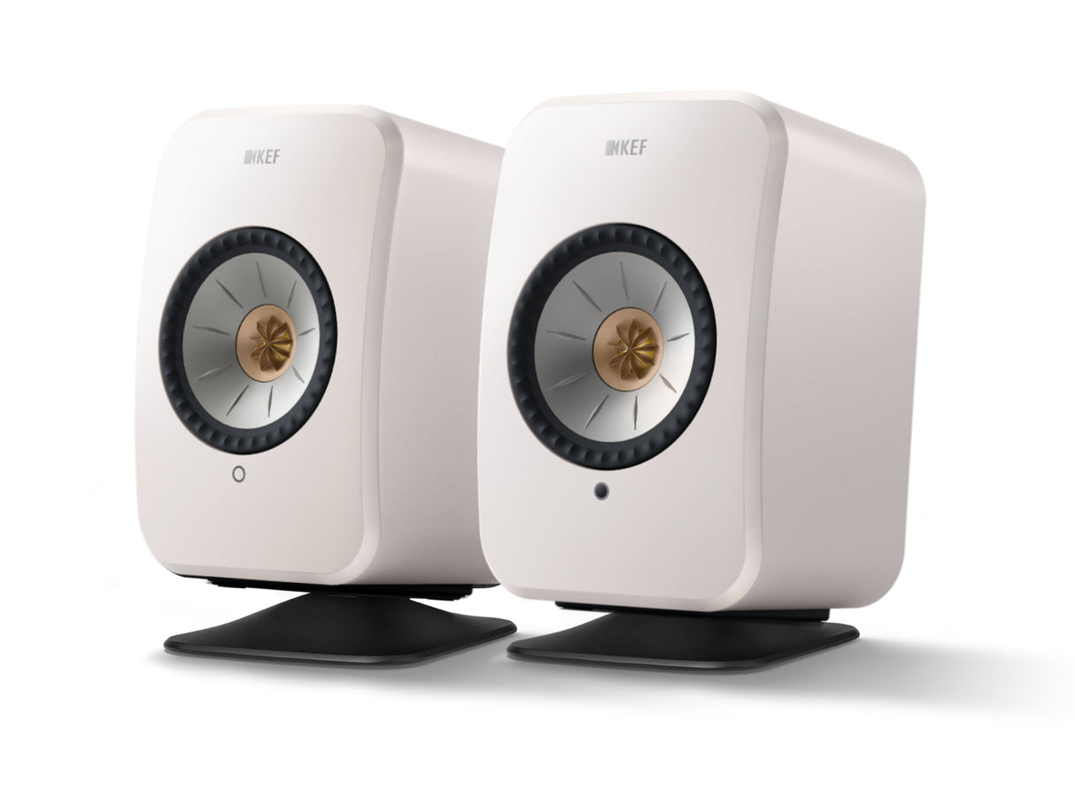 KEF LSX II Wireless Speakers + KEF P1 Desk Pads