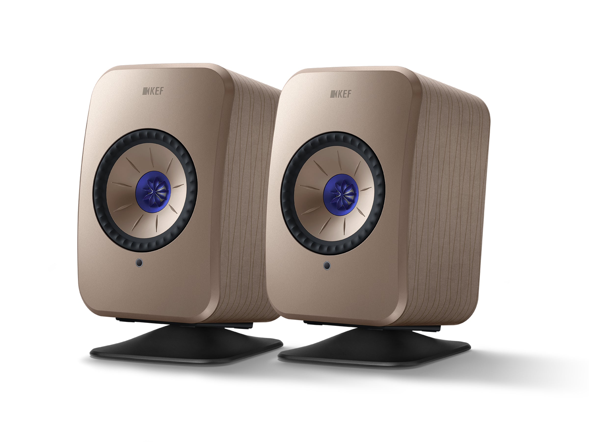 KEF LSX II Wireless Speakers + KEF P1 Desk Pads