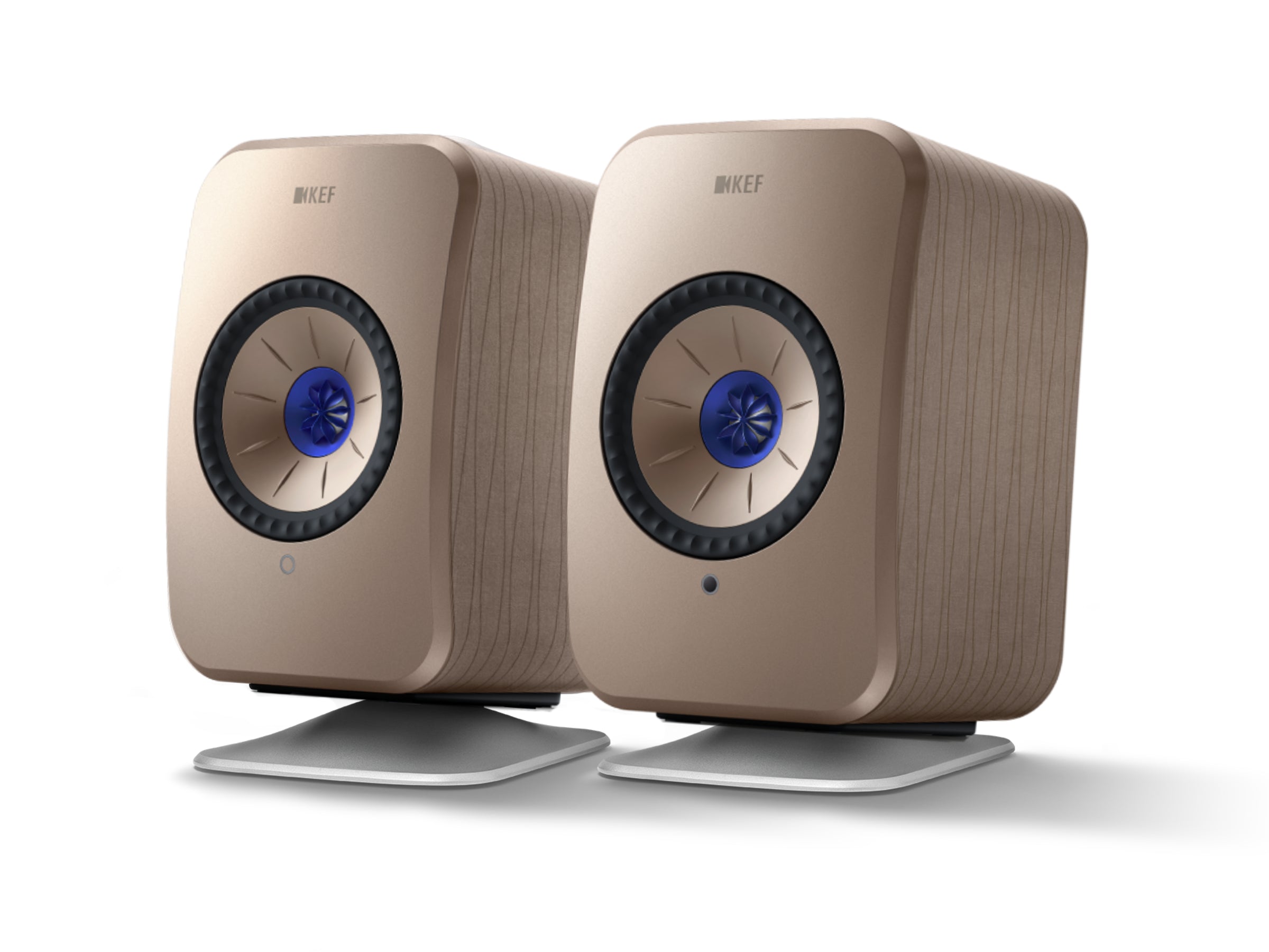 KEF LSX II Wireless Speakers + KEF P1 Desk Pads