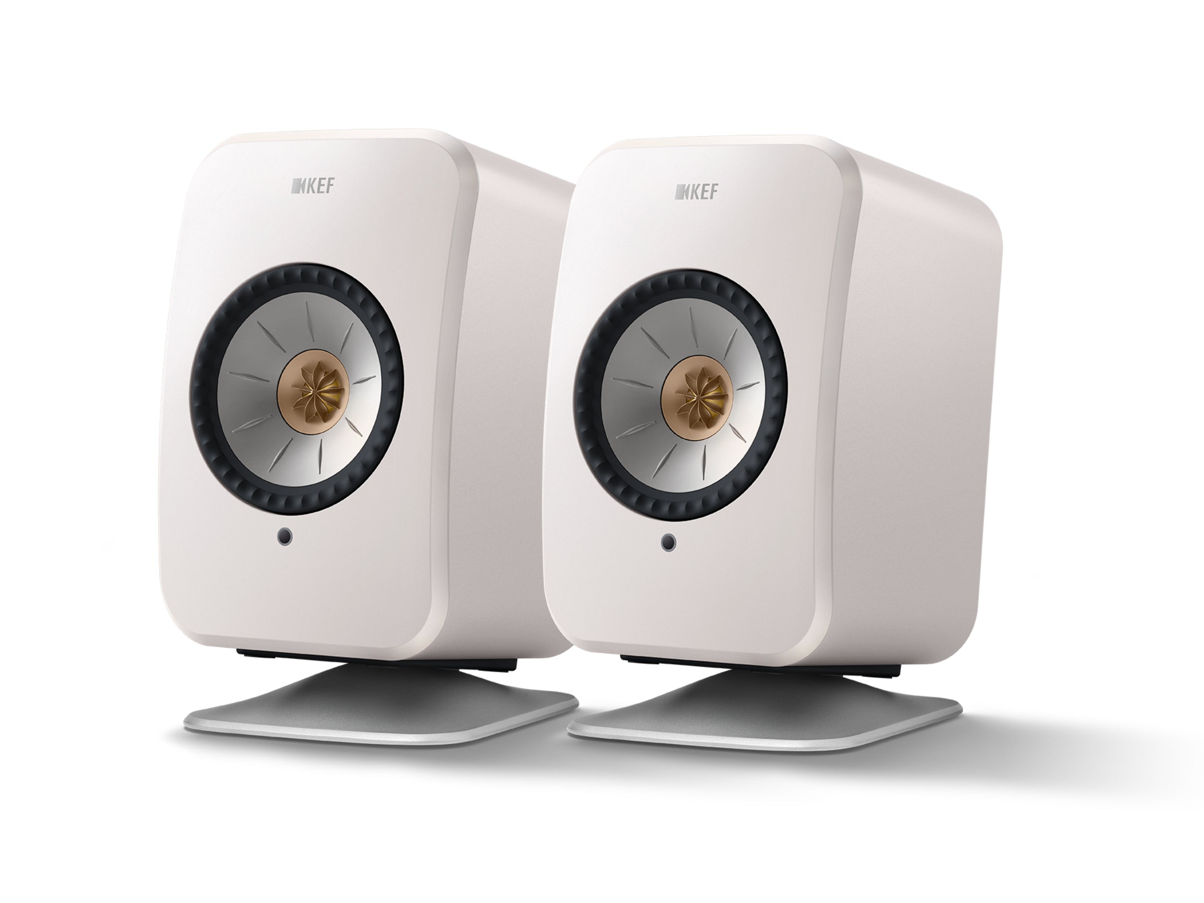 KEF LSX II Wireless Speakers + KEF P1 Desk Pads