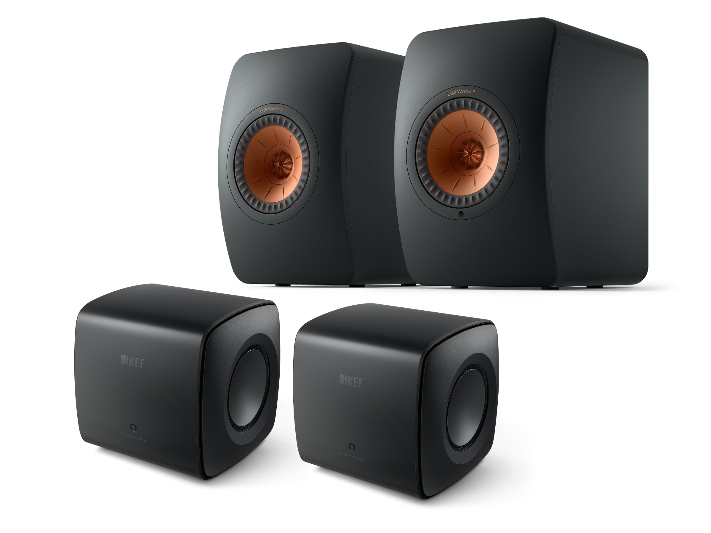KEF LS50 Wireless II + 2x KC62 Subwoofer Wireless Speaker System