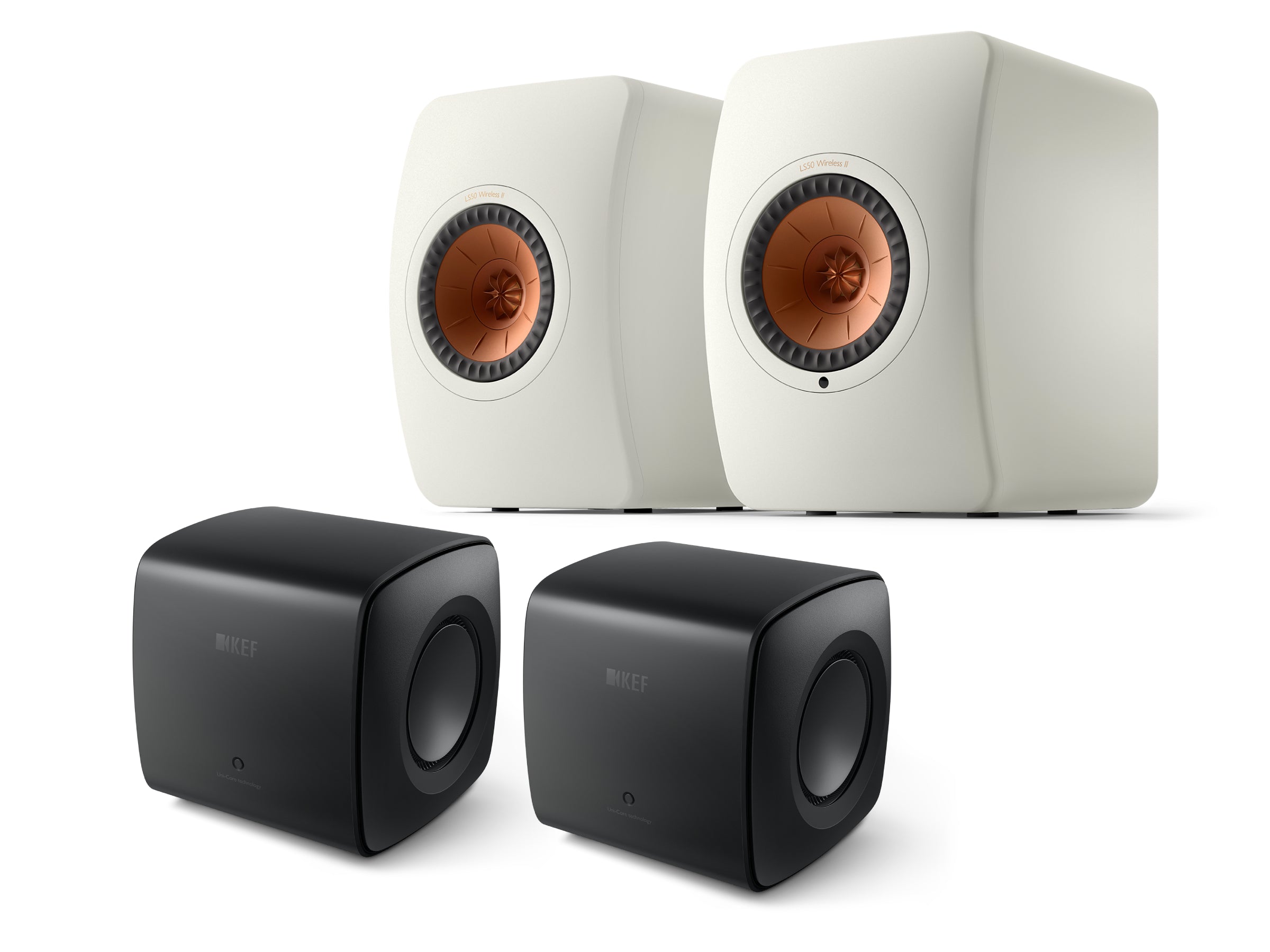 KEF LS50 Wireless II + 2x KC62 Subwoofer Wireless Speaker System