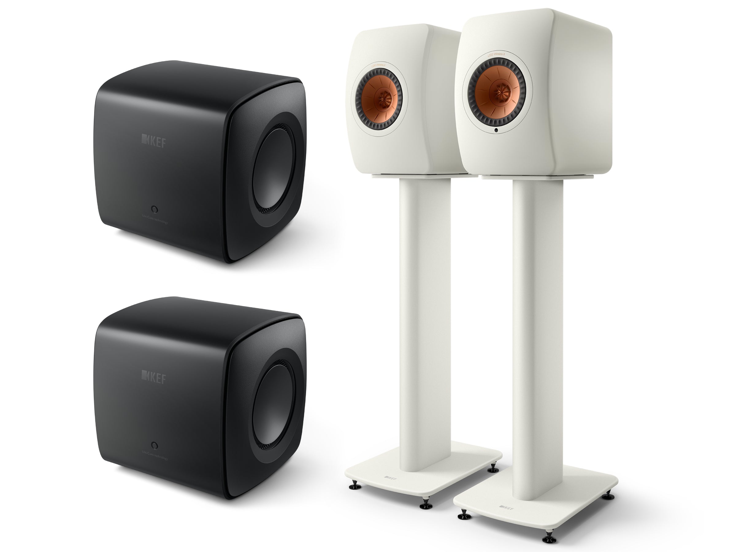 KEF LS50 Wireless II + 2x KC62 Subwoofer Wireless Speaker System