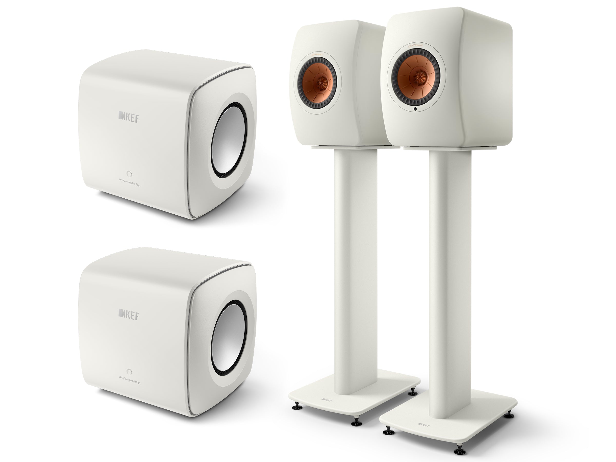 KEF LS50 Wireless II + 2x KC62 Subwoofer Wireless Speaker System