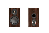 Monitor Audio 8G Silver 50 standmount loudspeaker in walnut finish showing both front and rear profiles