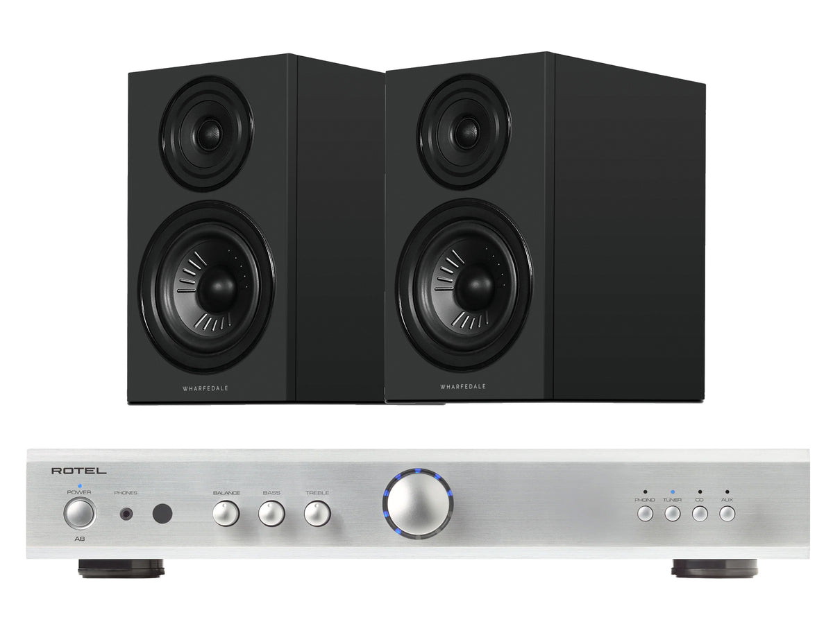 Rotel A8 Integrated Amplifier with Wharfedale Diamond 12.1i Bookshelf Speakers