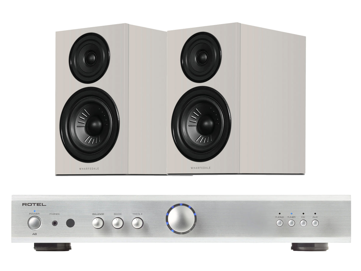 Rotel A8 Integrated Amplifier with Wharfedale Diamond 12.1i Bookshelf Speakers