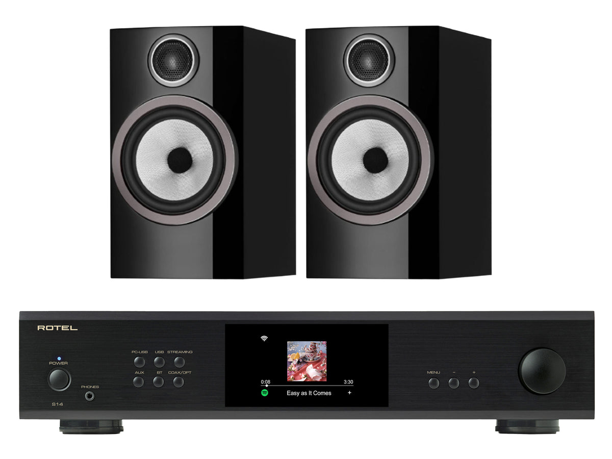 Rotel S14 Streaming Amplifier with Bowers & Wilkins 706 S3 Bookshelf Speakers