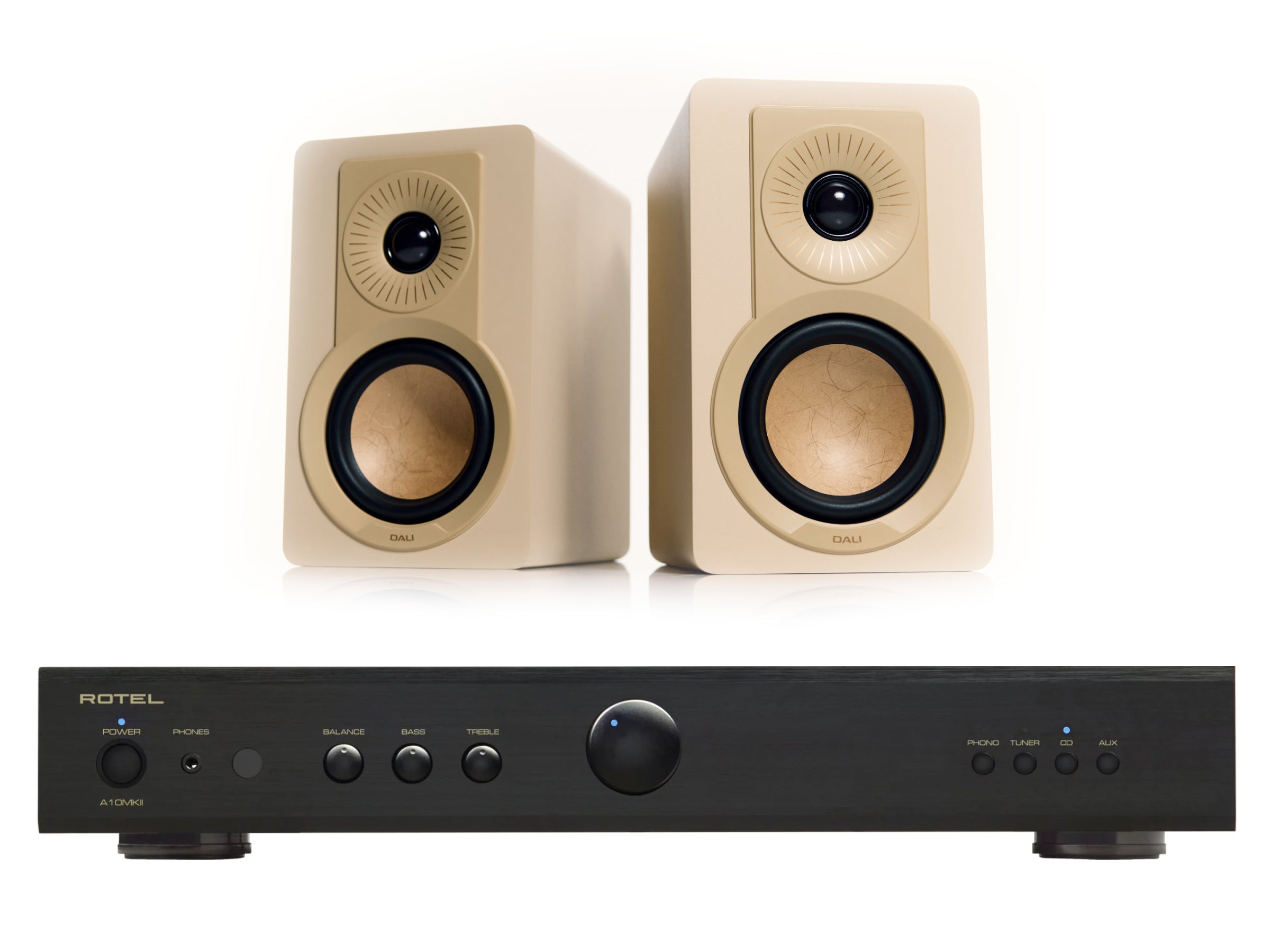 Rotel A10MKII with DALI Kupid Bookshelf Speakers