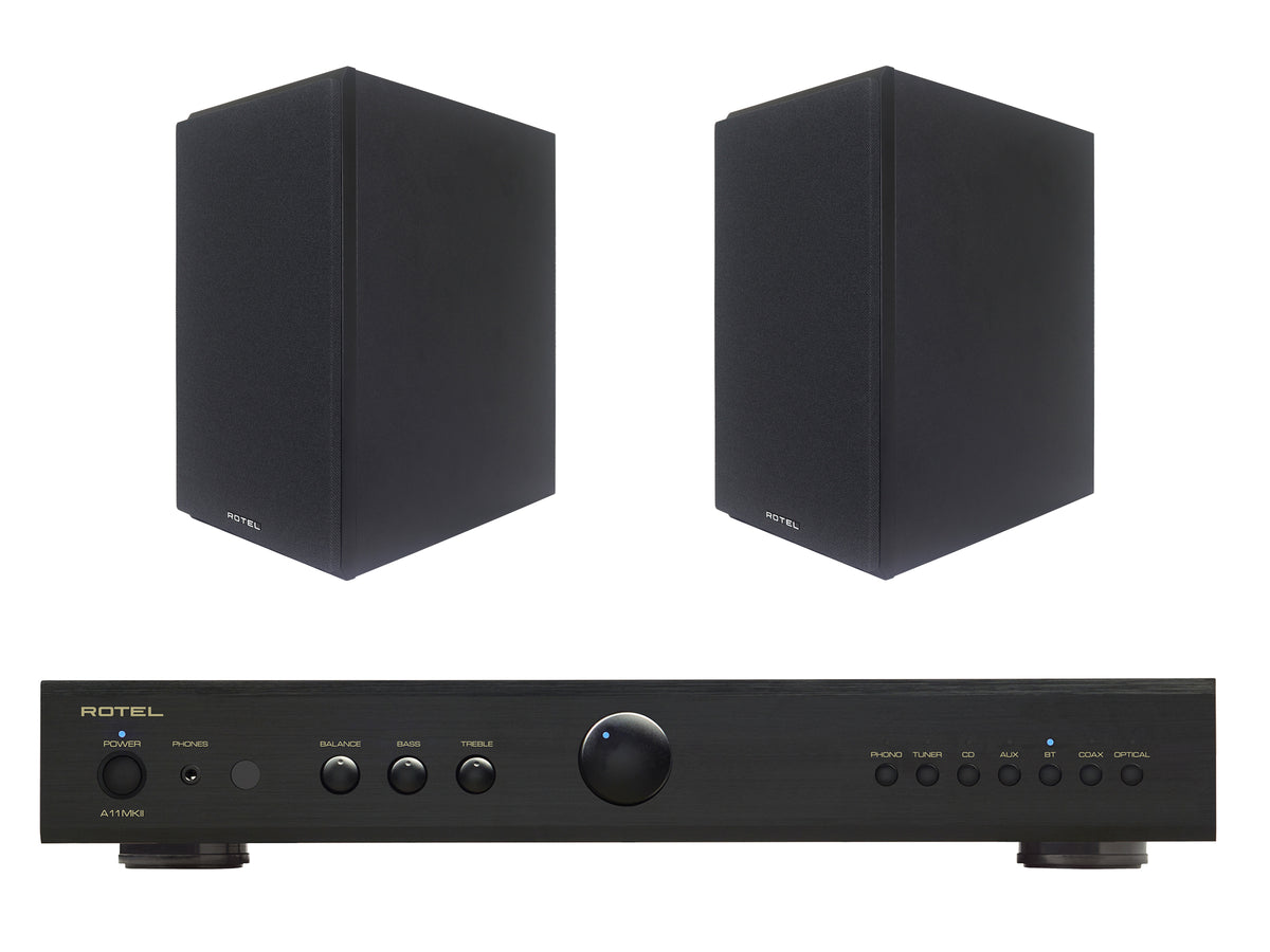 Rotel A11 MkII Integrated Amplifier with Amora 5 Bookshelf Speakers