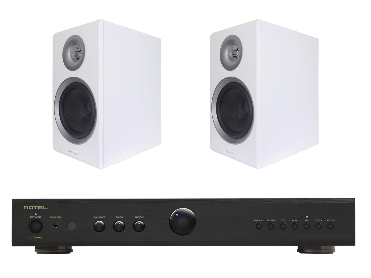 Rotel A11 MkII Integrated Amplifier with Amora 5 Bookshelf Speakers