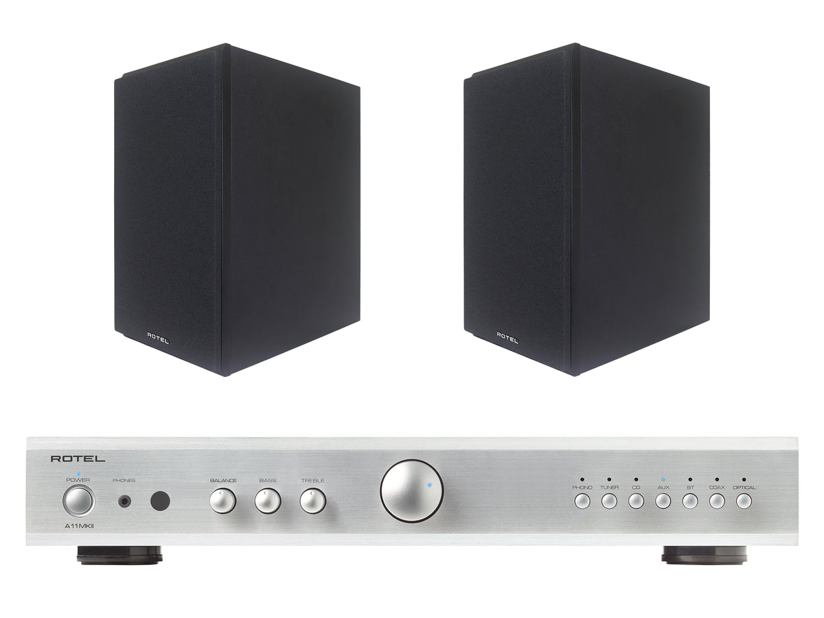 Rotel A11 MkII Integrated Amplifier with Amora 5 Bookshelf Speakers