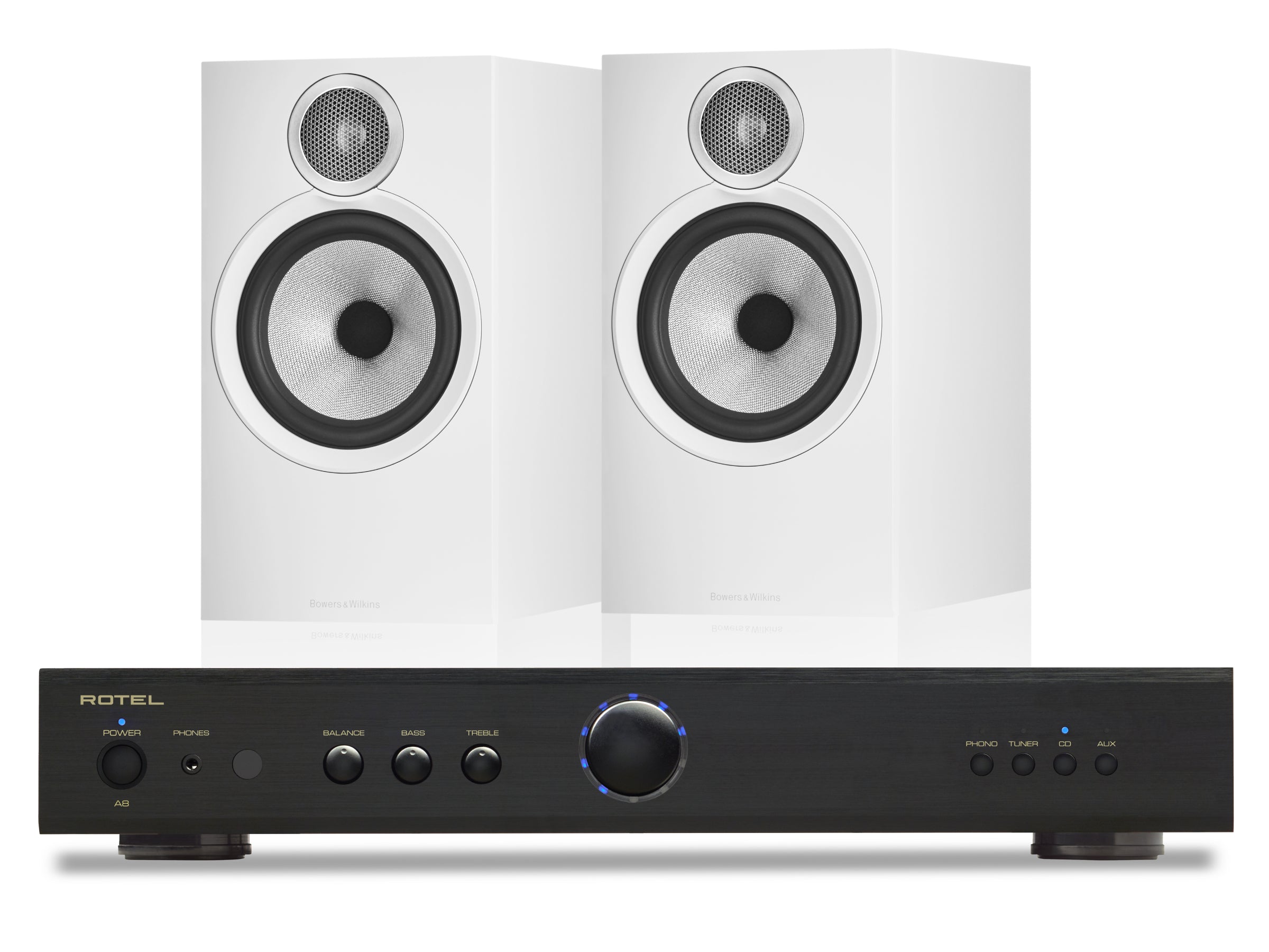 Rotel A8 with Bowers & Wilkins 606 S3 Bookshelf Speakers