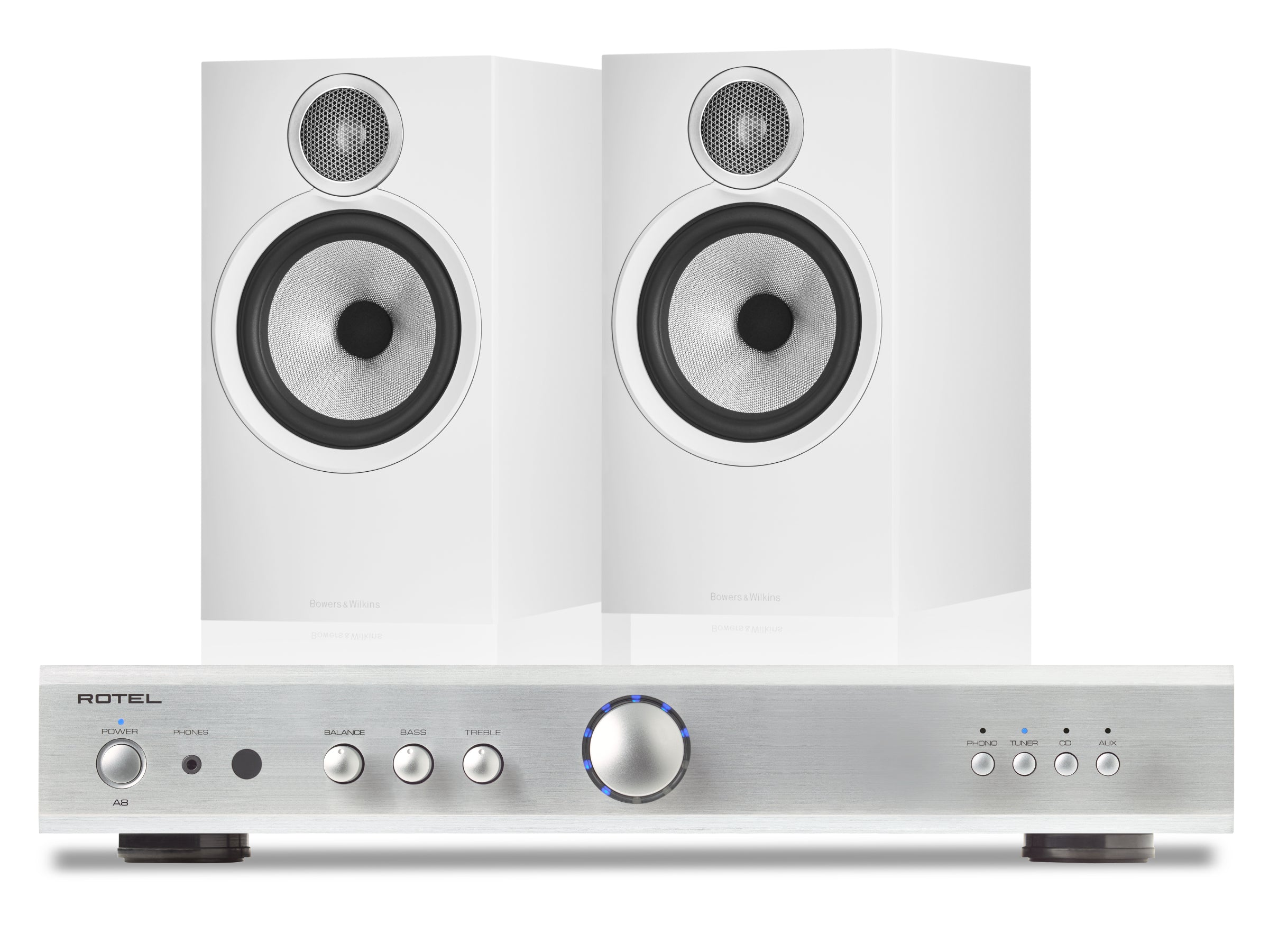 Rotel A8 with Bowers & Wilkins 606 S3 Bookshelf Speakers