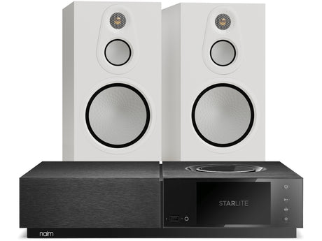Naim Uniti Star Lite with Monitor Audio 8G 100 White speakers