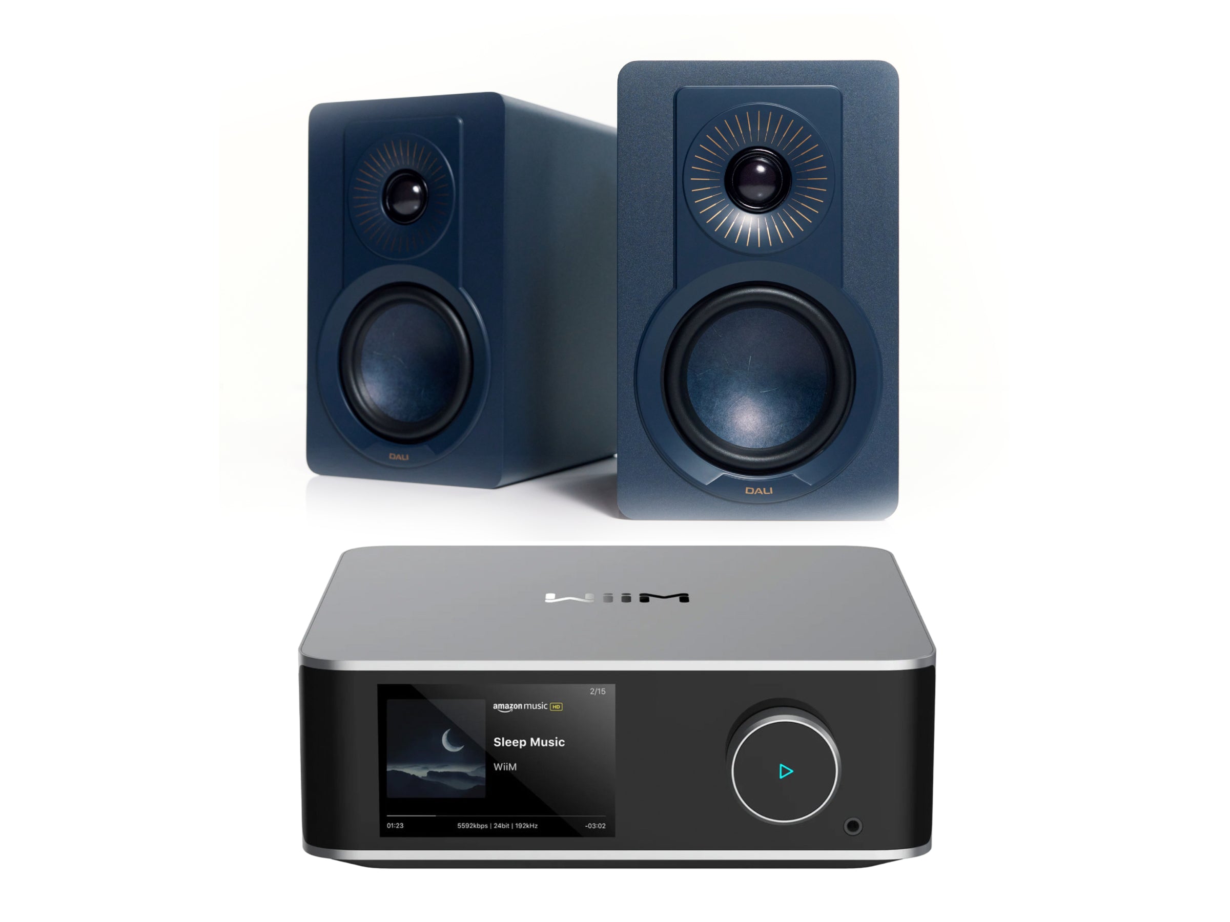 WiiM Amp Ultra + DALI KUPID Bookshelf Speakers